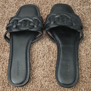 Nordstrom Black Braided Slide Sandals